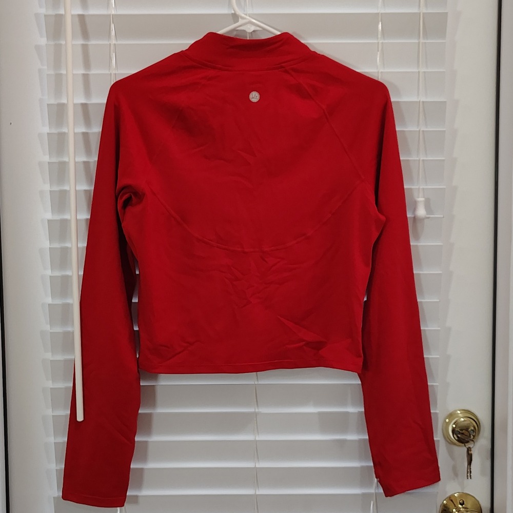 1/4 Zip Top Women L Red Mock Neck Thumb Hole Gym Yoga Activewear Fitness - Picture 5 of 5